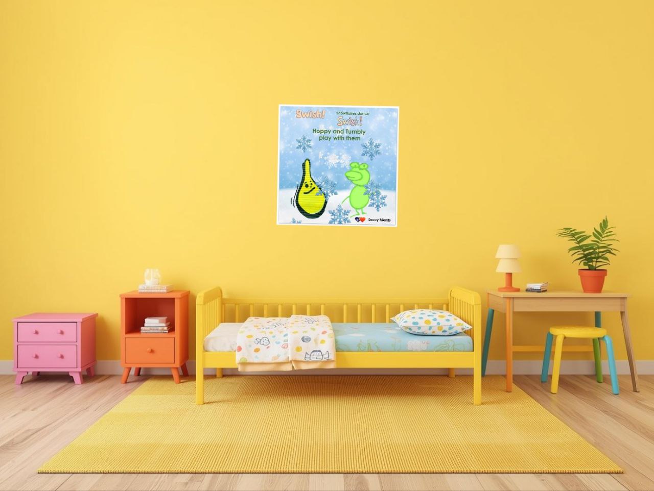 "Snowy Friends" KINDER KUNST I Kinder Kunstbilder I Fine Art I Kinder Kunst I Bilder Kunst| Kinder Geschenke